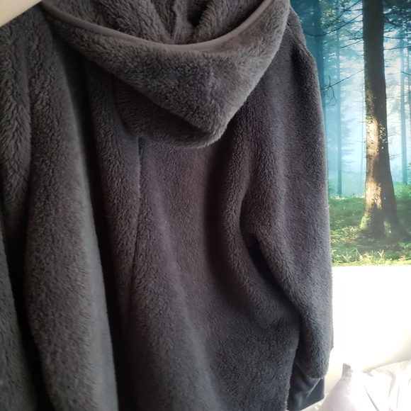 Maurices Gray Open Sherpa Hooded Cardigan Pocket large xlarge - Picture 3 of 12